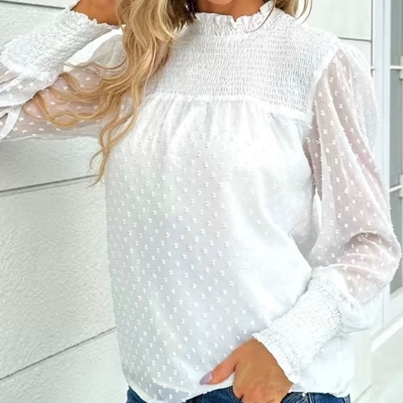 Swiss Dot Mick Neck Blouse - Picture 7 of 12